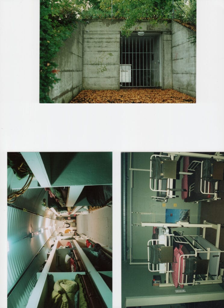 A series of photographs showing the inside of an underground facility.