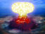 A large explosion with yellow and red colors.