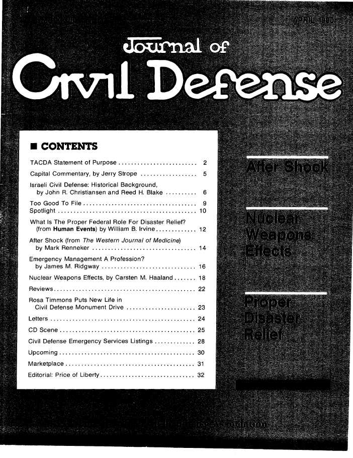 Journal of Civil Defense, 1990 Volume ? Issue 2, Cover