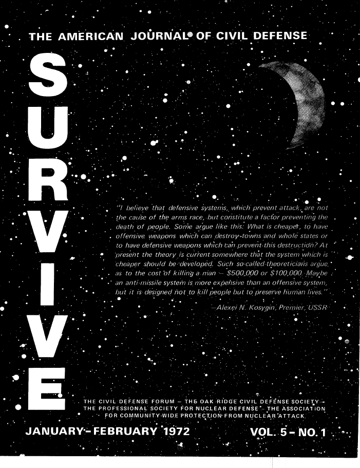 Journal of Civil Defense, 1972 Volume 5 Issue 1, Cover