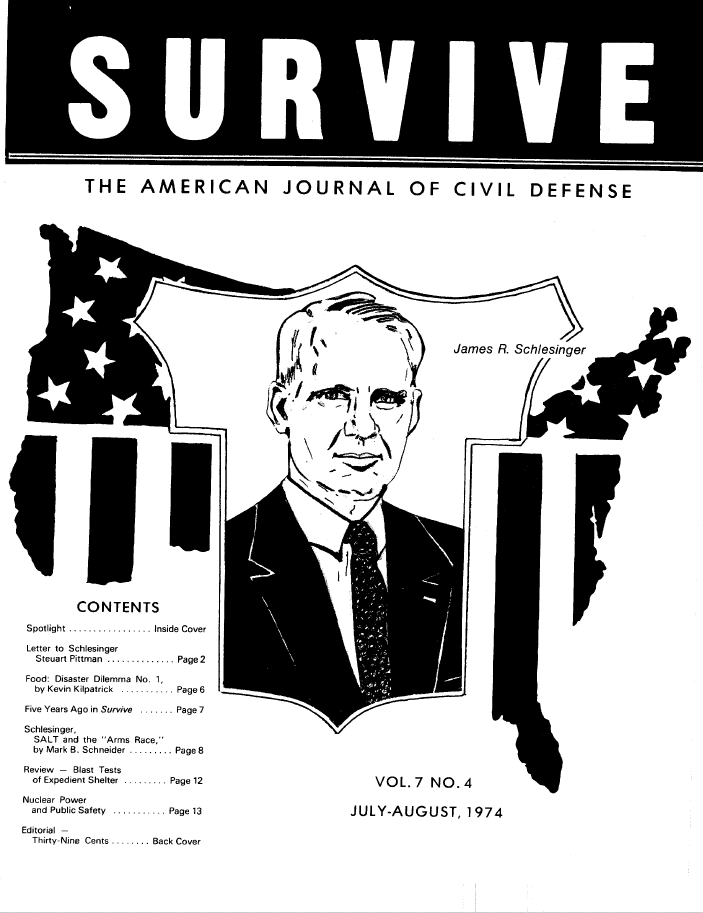 A black and white image of an american civil defense magazine.