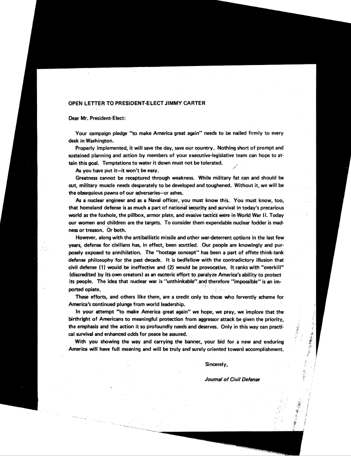 A letter from the president of the united states