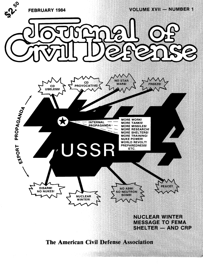 A black and white image of the cover of journal of civil defense.