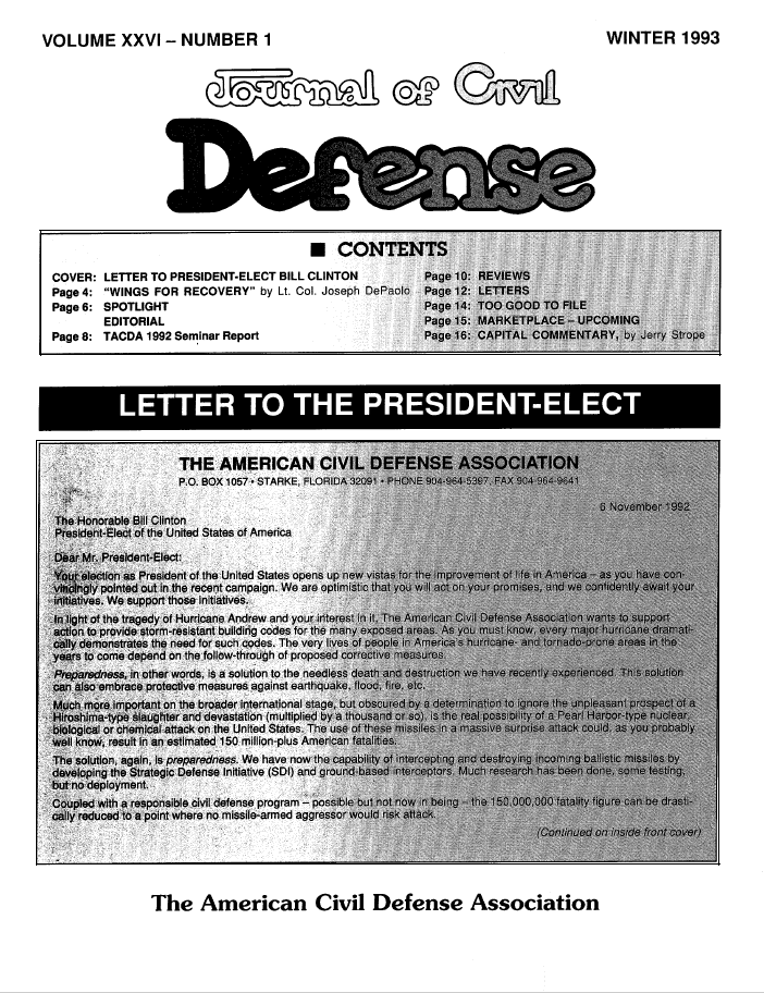 A page of the defense magazine with an article about clinton.