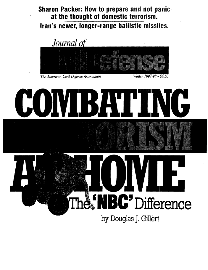 A black and white image of the front cover of a magazine.