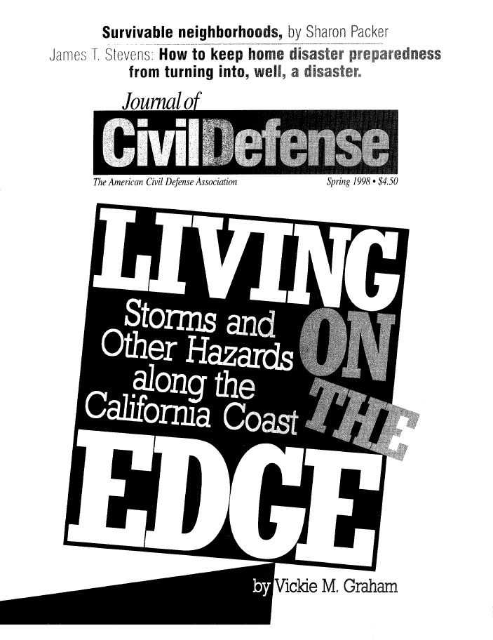 A black and white image of the cover of the journal of civil defense.