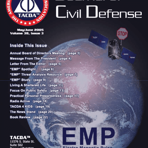 A magazine cover with an image of earth and satellite.