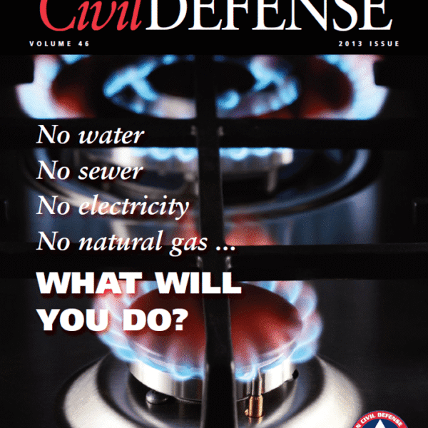 A magazine cover with the words " civil defense " on it.