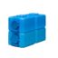 Two blue plastic containers stacked on top of each other.