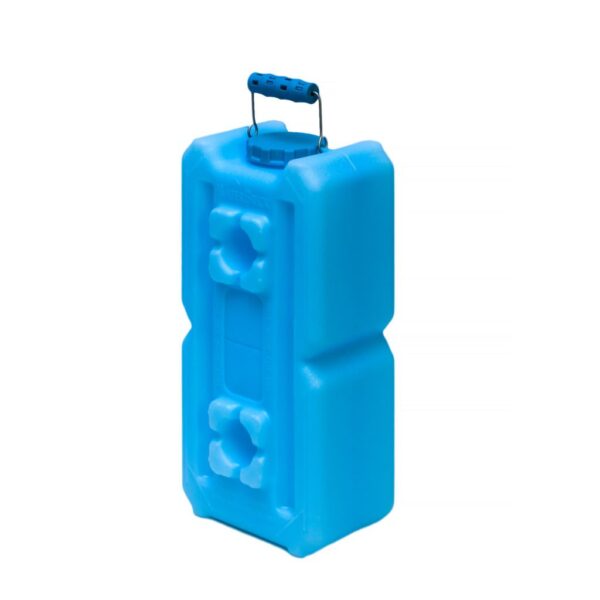 A blue container with handles and two compartments.