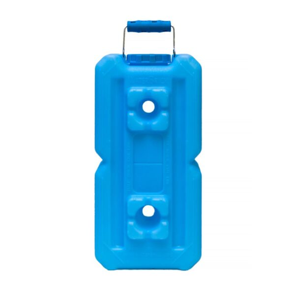 A blue container with handles on top of it.