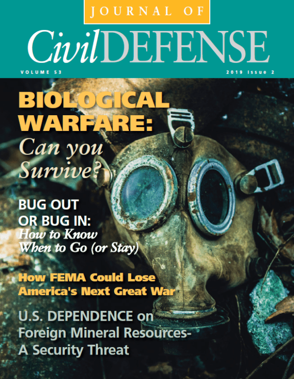 A magazine cover with an image of a gas mask.