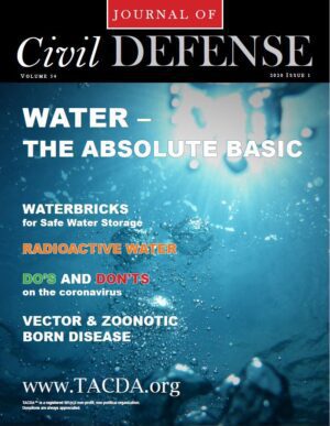 A magazine cover with water and the words " civil defense "