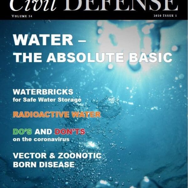 A magazine cover with water and the words " civil defense "