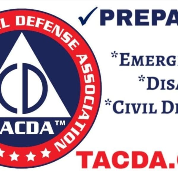 A red white and blue logo for the national defense association.
