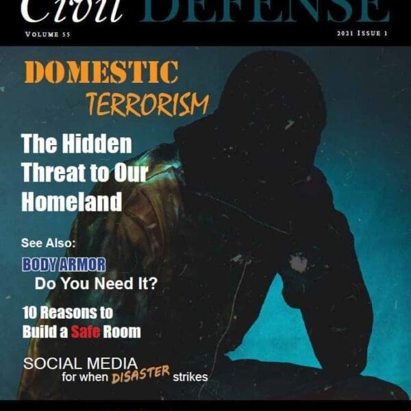 A magazine cover with a person holding a gun.