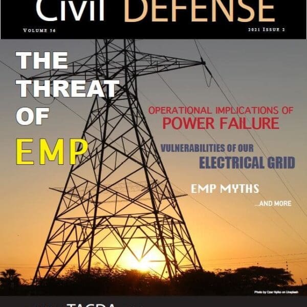 A magazine cover with an image of power lines.