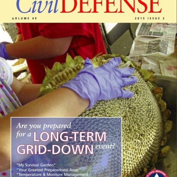 A magazine cover with the words " civil defense " on it.