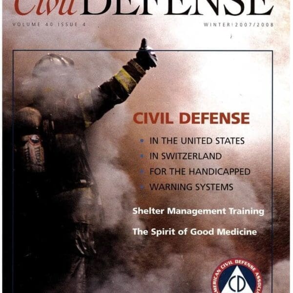 A civil defense magazine cover with a fire fighter