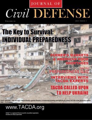 A magazine cover with the words " civil defense " written on it.