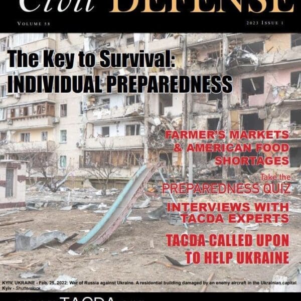 A magazine cover with the words " civil defense " written on it.