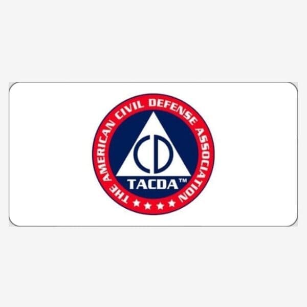 A red white and blue logo for the american civil defense association.