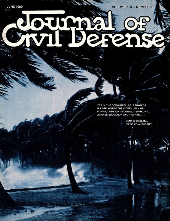 A book cover with palm trees and the words " journal of civil defense ".
