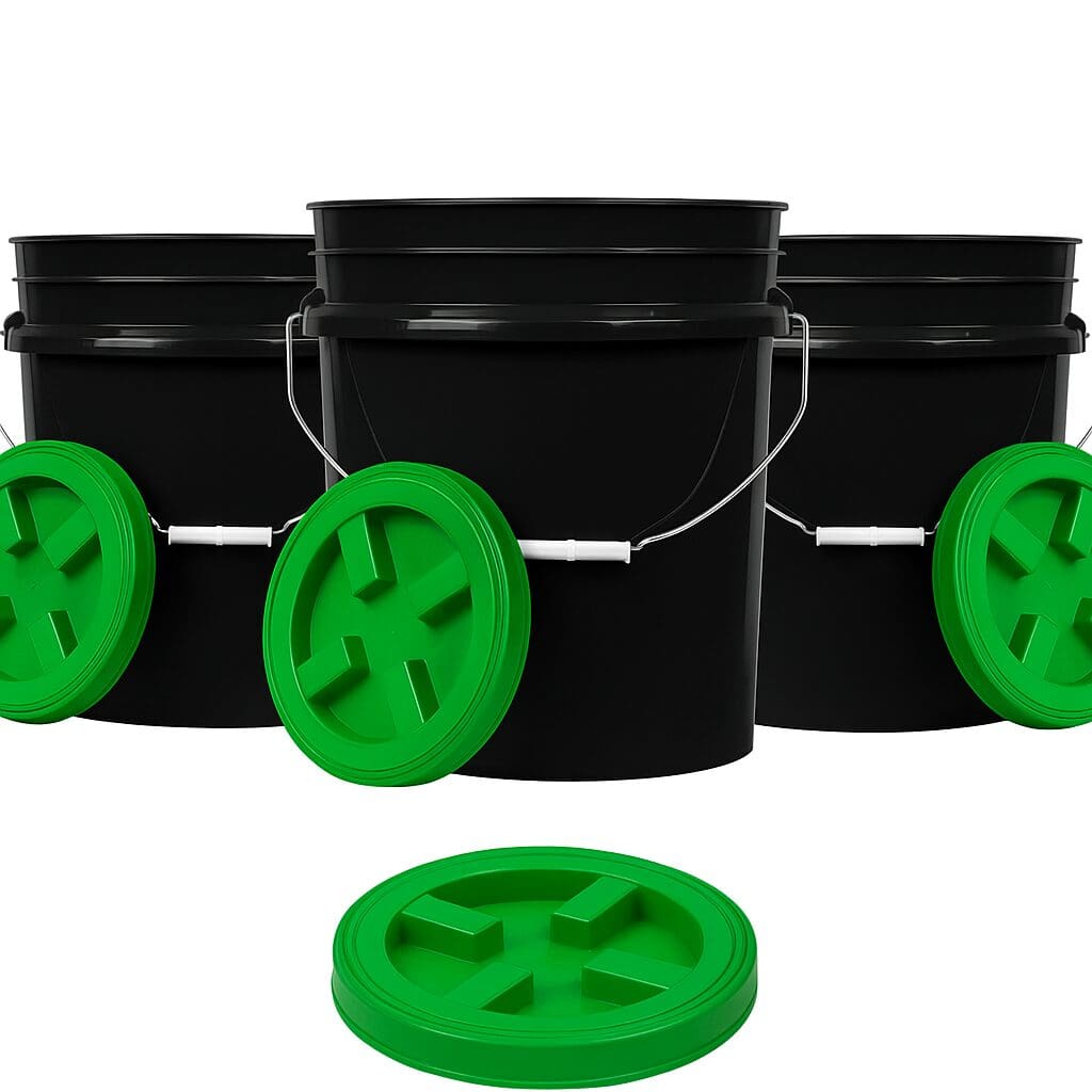 5 Gallon Bucket Food Grade Black Pack of 3