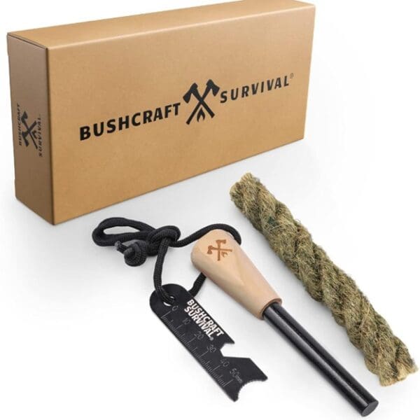 Bushcraft Survival Ferro Rod Fire Starter with Tinder