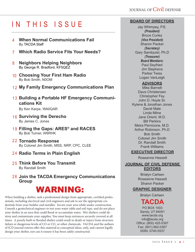 Journal of Civil Defense 2026, Vol. 61, I-2, Emergency Communications - Image 2