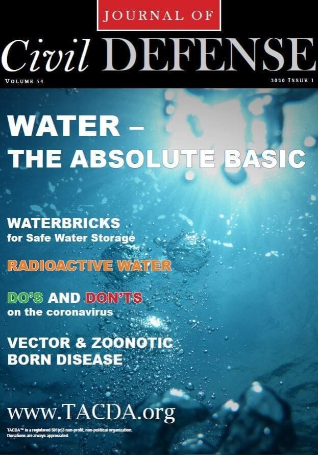A magazine cover with water and the words " civil defense "