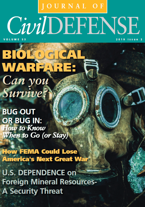 A magazine cover with an image of a gas mask.