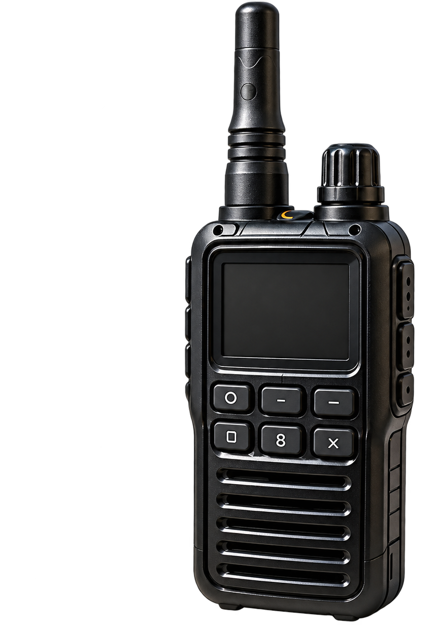 Rugged Black Walkie-Talkie on White